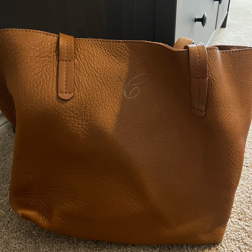 Elegant Tan Leather Tote Bag